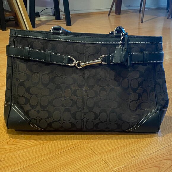Coach Hampton Large  Black Shoulder Tote - Picture 1 of 6